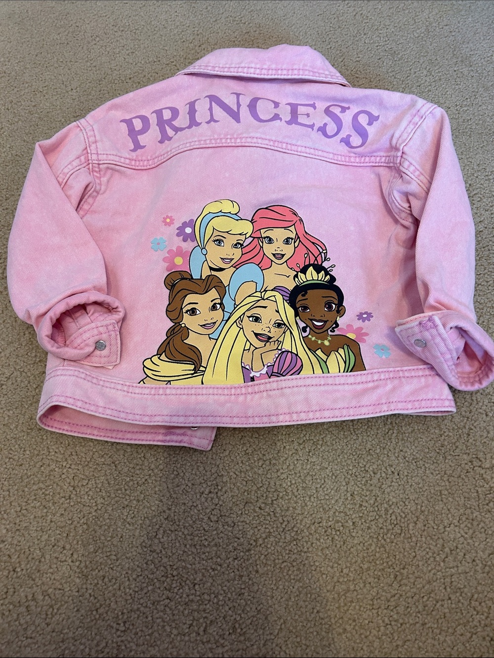 Disney Pink Princess Graphic Denim Jacket for Kids